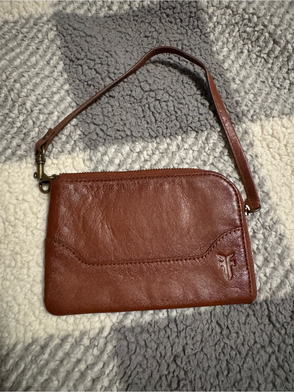Frye Chestnut Brown Leather Wristlet